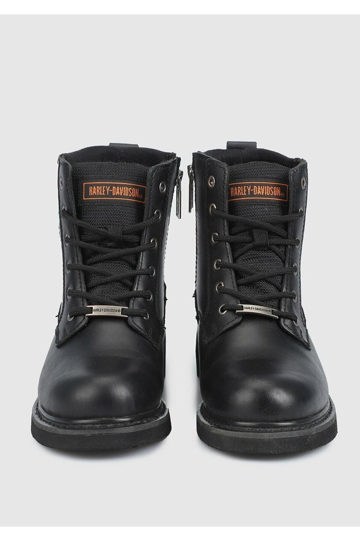 Harley Davidson Jim Siyah Yağlı Deri Kadın Asker Botu Cw12814aw17 Kadın