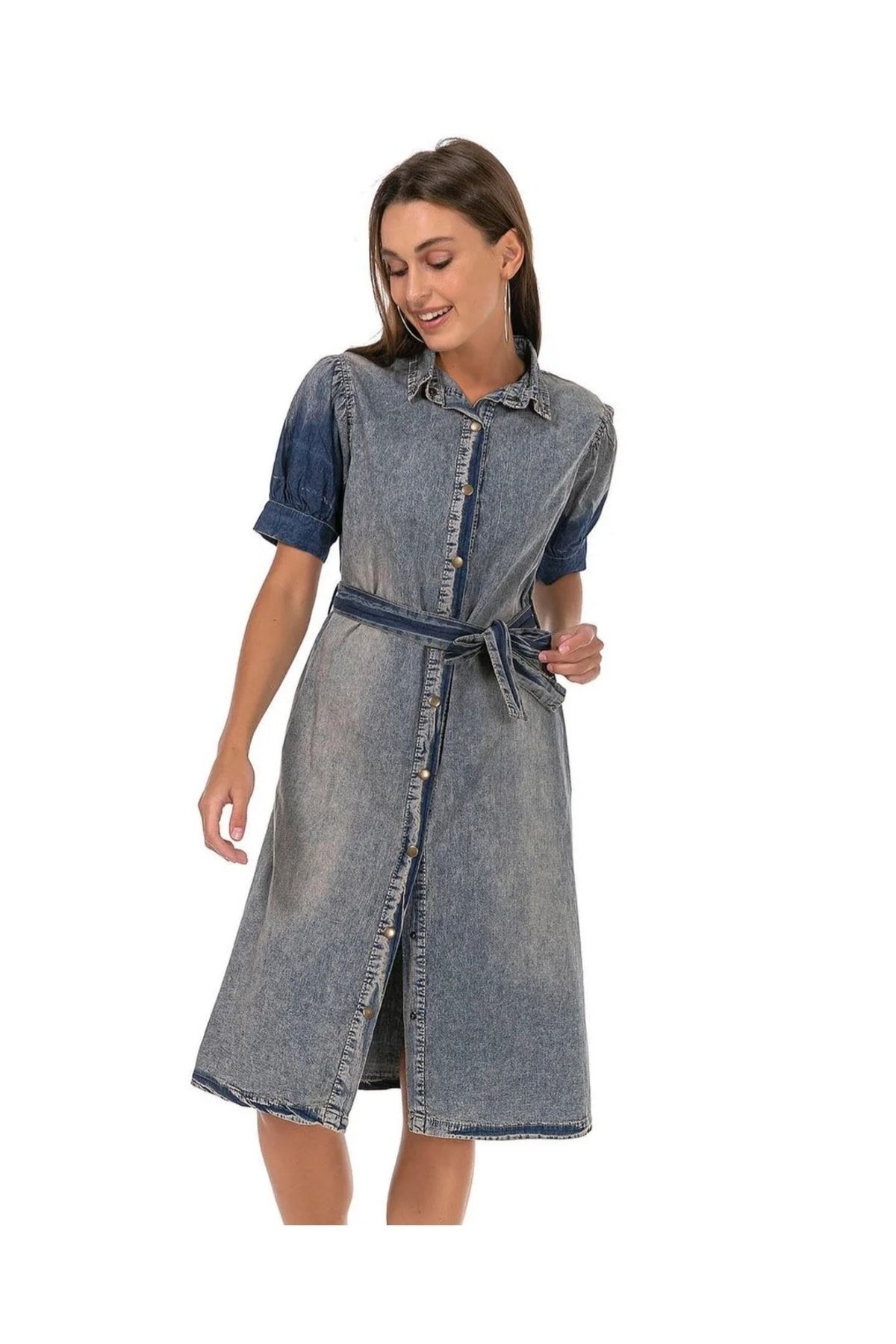 Denim midi 2025 shirt dress