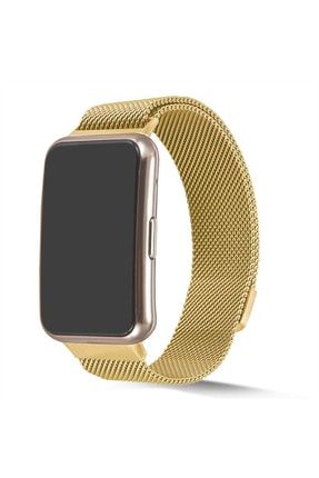 Huawei Watch Fit Krd-01 Paslanmaz Metal Ince Örgü Kordon Kayış Her Bileğe Uygun - Gold cupT17147
