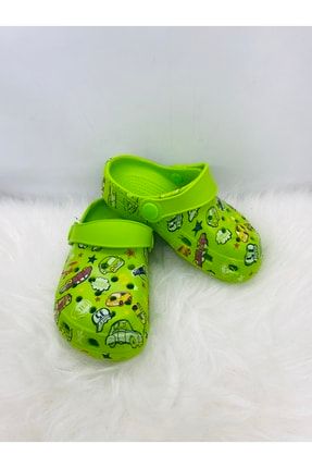 Akınalbella Erkek Çocuk Yeşil Emojili Sabo Terlik Sandalet Yeşilterlk
