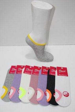 Kadın 6 Çift Renkli Asortili Görünmez Çorap PM206