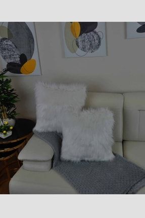Peluş Kırlent Kılıfı Ithal Premium Kumaş - Beyaz İPKK001
