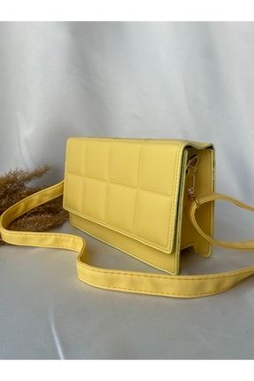 Kadın Sarı El Ve Omuz Çapraz Çanta Baget Desenli Yazlık Çanta Yumuşak Dokulu mlk202200100