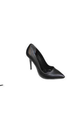 Yazkış Kadın Siyah Cilt 10cm Ince Topuk Stelletto Düğün Nişan Mezuniyet Topuklu Ayakkabı YKA17-03