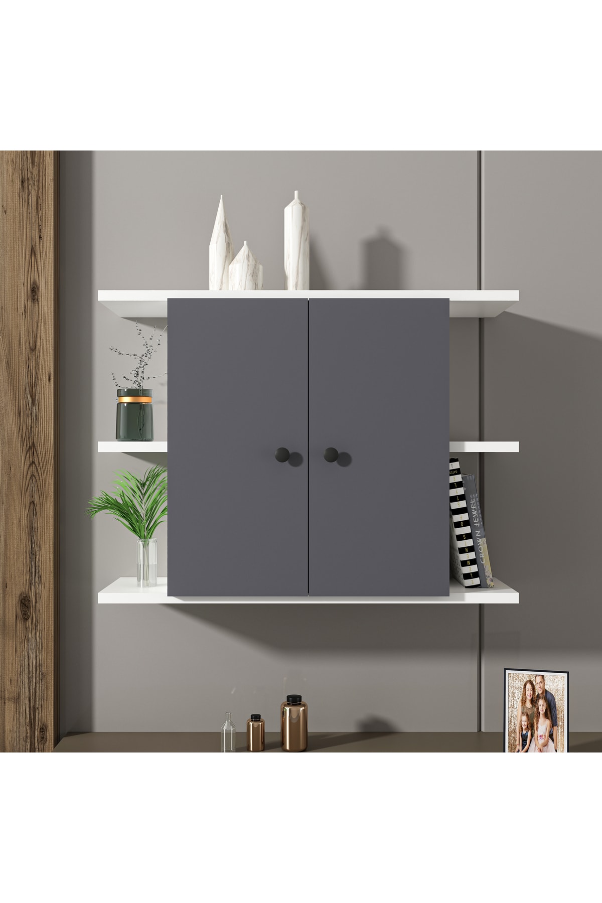 Kalimera Wall Cabinet & Rack White - Anthracite