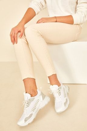 Beyaz - Kadın Ortopedik Sneaker Günlük Spor Ayakkabı MTSPOR0013