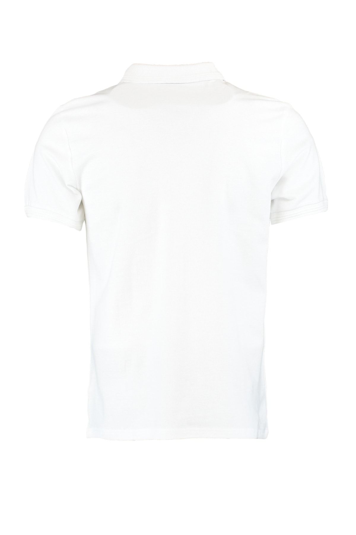 Trendyol Collection-Weißes, schmal geschnittenes, gestreiftes Basic-T-Shirt aus 100 % Baumwolle mit Polokragen TMNSS20PO0009 7