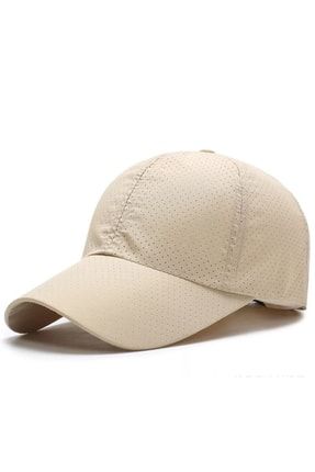 Çabuk Kuruyan, Fileli, Micro Unisex Güneş Şapkası ( Golf, Tenis, Koşu, Yürüyüş Ve Kamp Şapkası ) Bej KBS20288