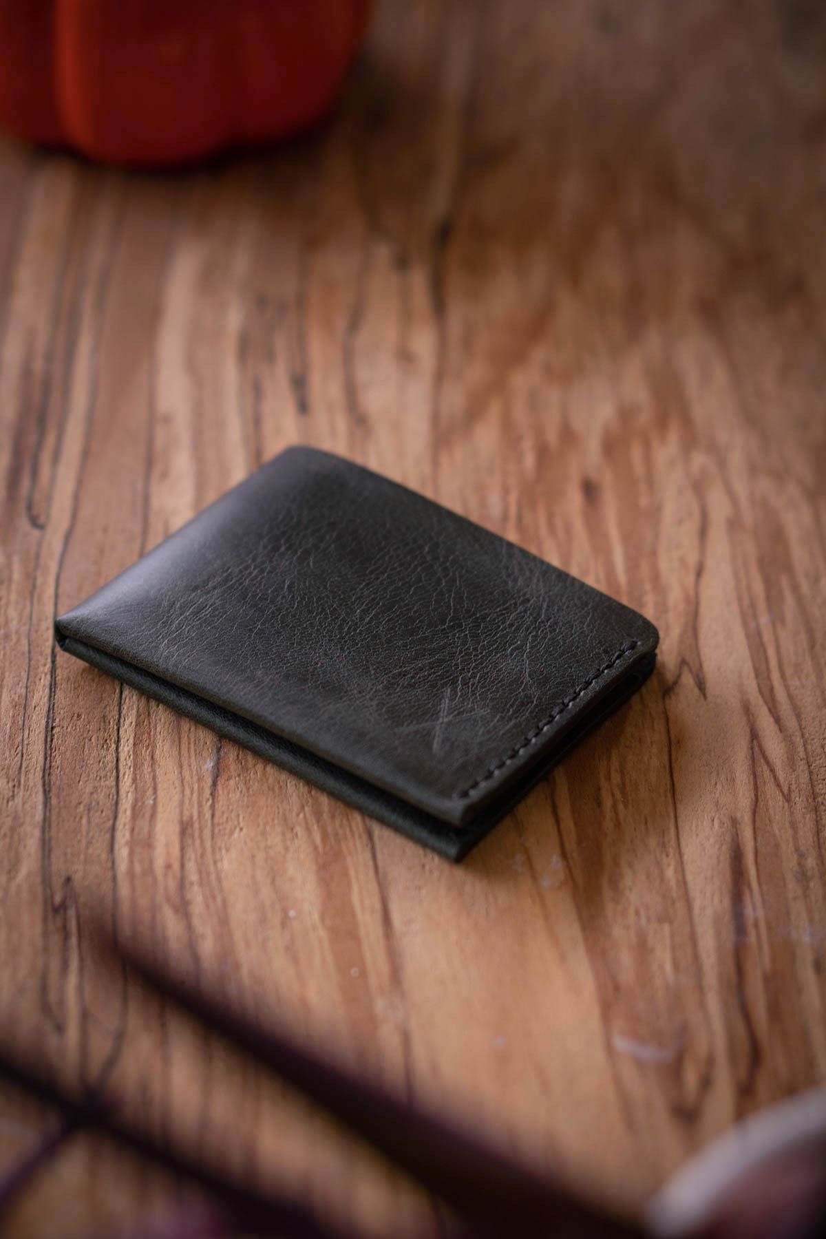 minimal X design-Minimal X Coin Purse - Anthracite - Real Leather Handmade - Simple Stylish Slim Design 8