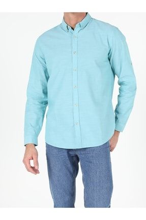 Regular Fit Shirt Neck Erkek Mint Yeşili Uzun Kol Gömlek CL1042513