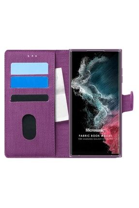 Samsung Galaxy S22 Ultra Kılıf Fabric Book Wallet Mor CS140-FBRC-BK-WLT-GLX-S22-ULTR