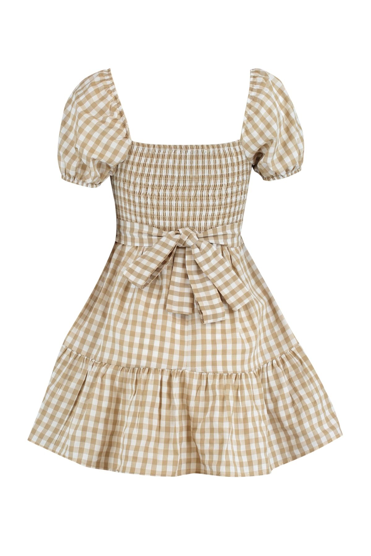 Trendyol Collection Kleid Beige Gerüschter Saum Fast ausverkauft