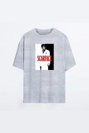 Scarface 151 Gri Oversize Tshirt - Tişört RJOT-MAN-HG-SCRFC151