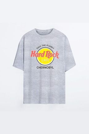 Hard Rock Cafe Gri Oversize Tshirt - Tişört RJOT-MAN-HG-HROCK