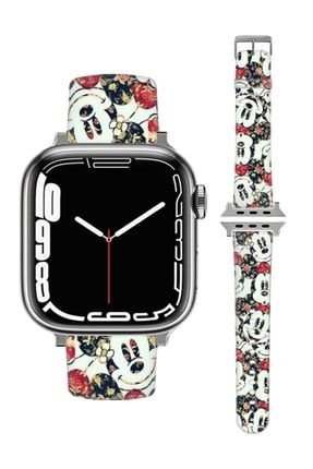 Apple Watch 1 2 3 4 5 6 7 Se 42 44 45 Mm Silikon Kordon Akıllı Saat Kayış Watchband - Mickey cupwtch424445kordon21
