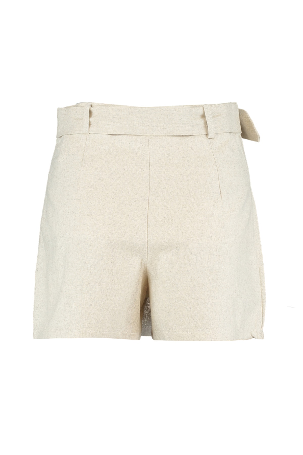 Trendyolmilla  Plaj Giyim Bej Dokuma Kemerli Süper Yüksek Bel Mini Şort & Bermuda TBESS21ET0124 - Görsel 9