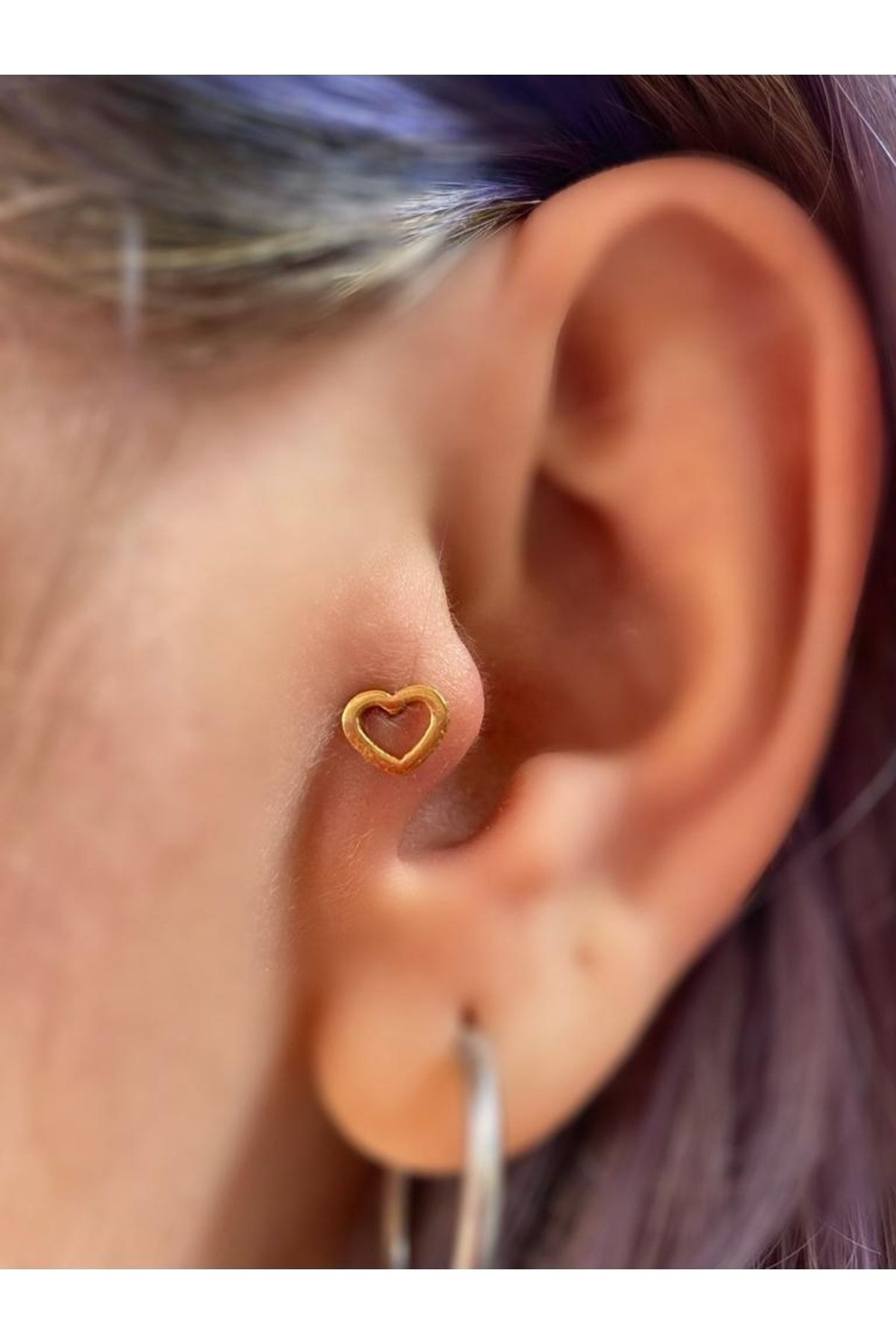 Cerrahi Çelik Gold Renk Boş Kalp Tragus Helix Kıkırdak Lobe Piercing