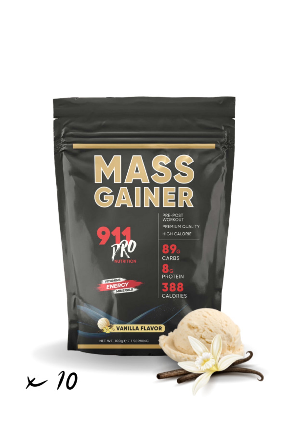 911 Pro Nutrition Mass Gainer Vanilya Aromalı 10 X 100gr (1000gr)