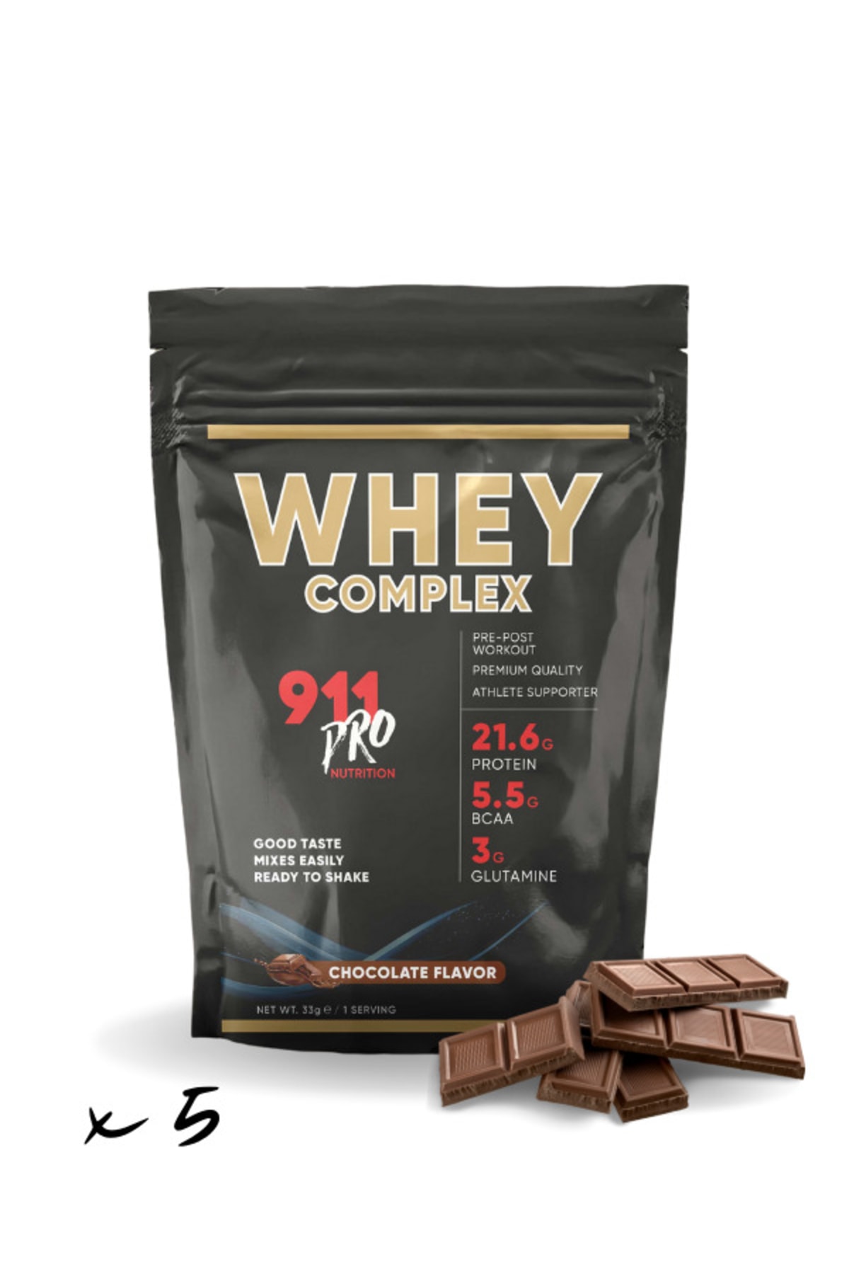 911 Pro Nutrition Whey Complex Protein Tozu Çikolata Aromalı 5'li 33gr