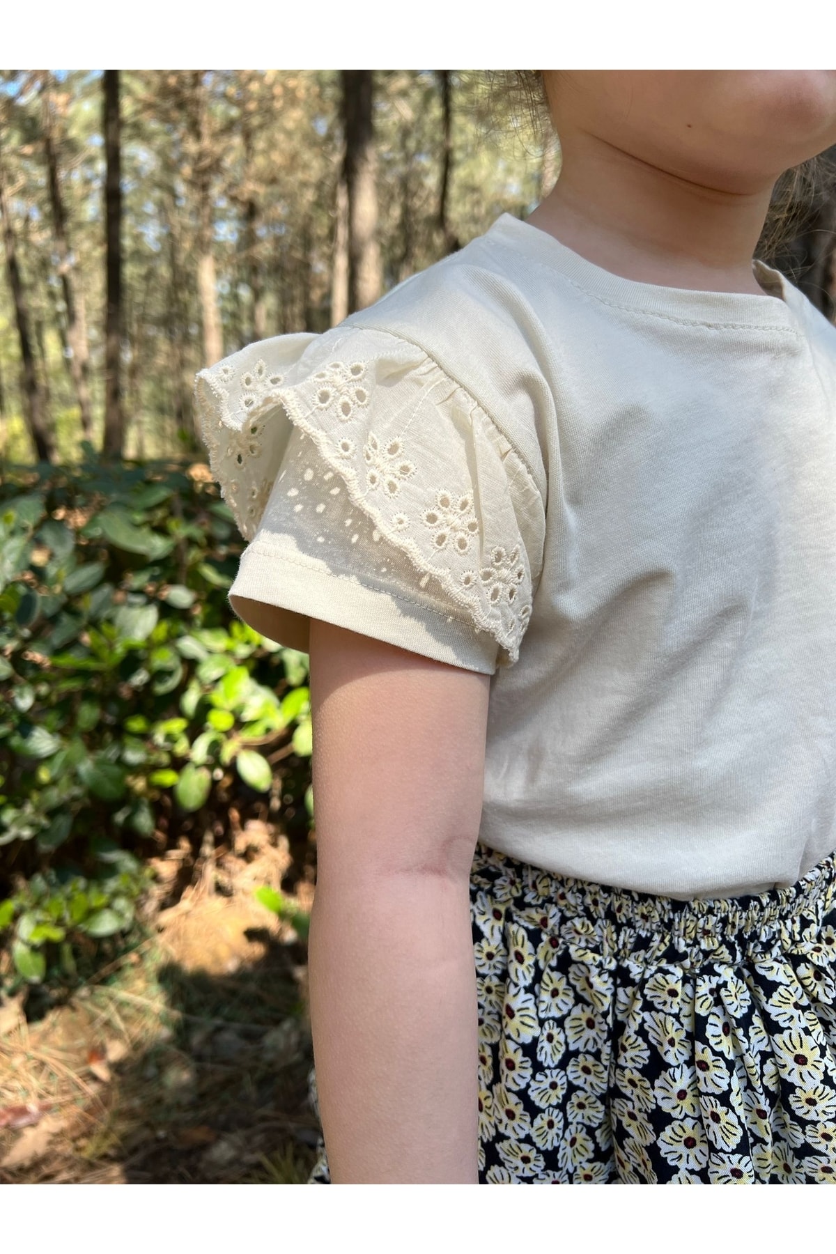 EYC BABY Krem Kolları Fistolu Bebek/ Çocuk Tişört Tam Kalıp fotoğrafı 3 (önizleme)
