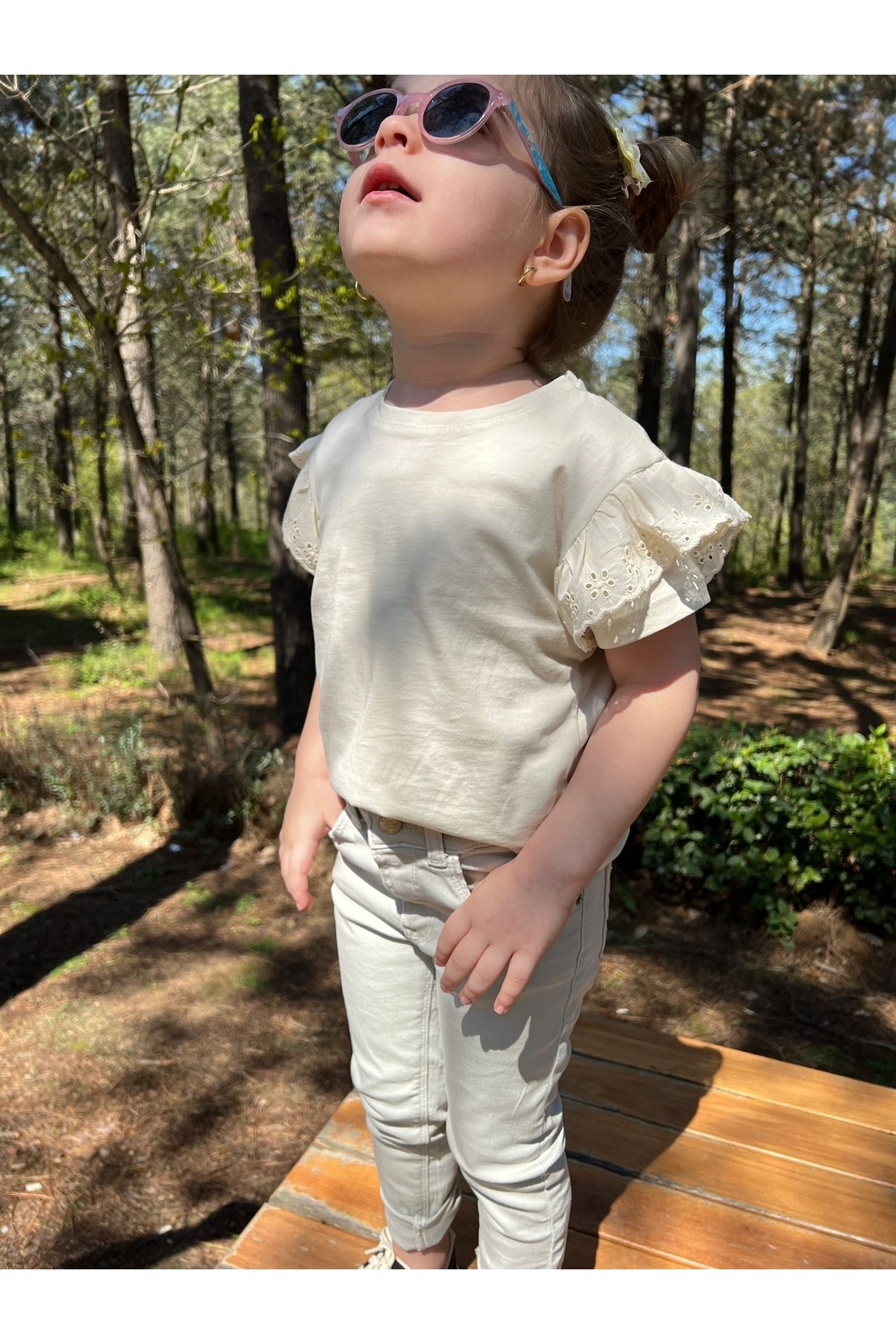 EYC BABY Krem Kolları Fistolu Bebek/ Çocuk Tişört Tam Kalıp fotoğrafı 5 (önizleme)
