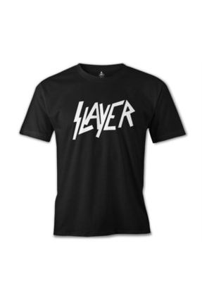 Erkek Siyah Slayer Logo Tshirt os-1167