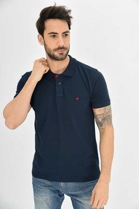Erkek Lacivert Polo Yaka Likralı T-shirt T621