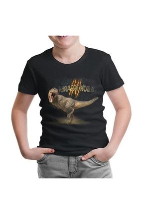 Jurassic World T-Rex Siyah Çocuk Tshirt - cs-619