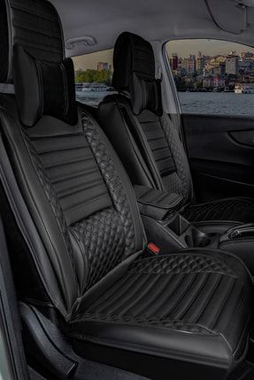 Honda Civic Uyumlu Lüx Serisi Deri Siyah Oto Koltuk Kılıfı 5li Takım Set PL688269611720
