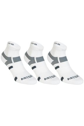 Tenis Çorabı - Spor Çorabı - Orta Boy Konçlu - Unisex - 3 Çift - Beyaz/gri KADC8037
