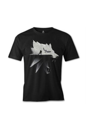 Erkek Siyah Witcher - Wolf Baskılı Tshirt os-276