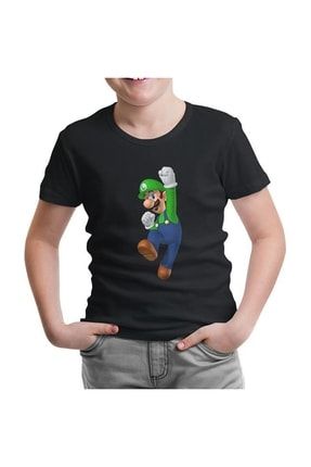 Mario & Luigi - Luigi Siyah Çocuk Tshirt cs-870