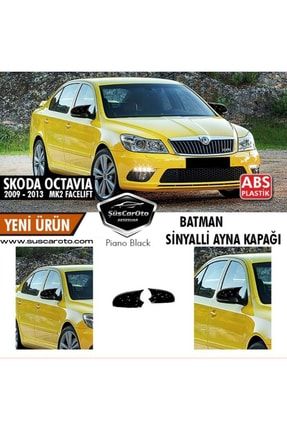 Skoda Octavia Uyumlu Mk2 A5 Facelift 2009-2013 Batman Yarasa Ayna Kapağı Piano Black Abs Plastik SUS0082