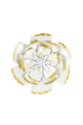 Dekoratif Duvar Çiçeği Beyaz-gold 38 Cm Ak.jf557105100 AK.JF557105100