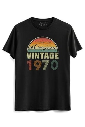 Vintage 1970 Eskitme Siyah Tshirt 93837