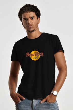 Hard Rock Cafe Baskılı Siyah Pamuklu Tişört COU-SYH-TSHRT-39