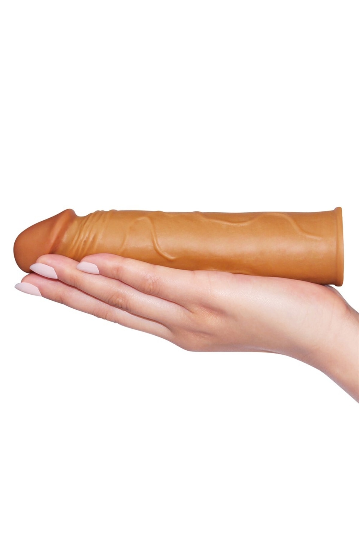 Gerçek Ten Hissi Sağlayan Baş Kısmı 2.5cm Dolgulu Damarlı 17cm Penis Kılıfı