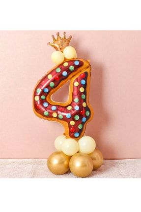 Rakam Balon Karşılama Seti Pasta Desenli Altın Kral Taçlı ( Kurulum Videosu Ürün Açıklamasında ) TYRFBÇ001