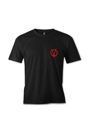 V For Vendetta - V Logo Siyah Erkek Tshirt ES-1324