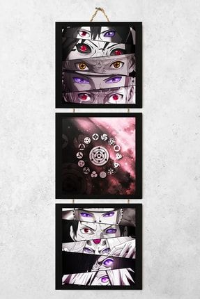 Naruto Anime 3'lü Ipli Hediyelik Dekoratif Tablo Seti (50x15) Tontilika-k3-7