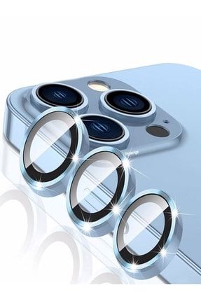 Iphone 13 Pro 13 Pro Max Uyumlu Alüminyum Alaşım 3d Kamera Koruyucu Sierra Mavisi 3'lü Set kd0711