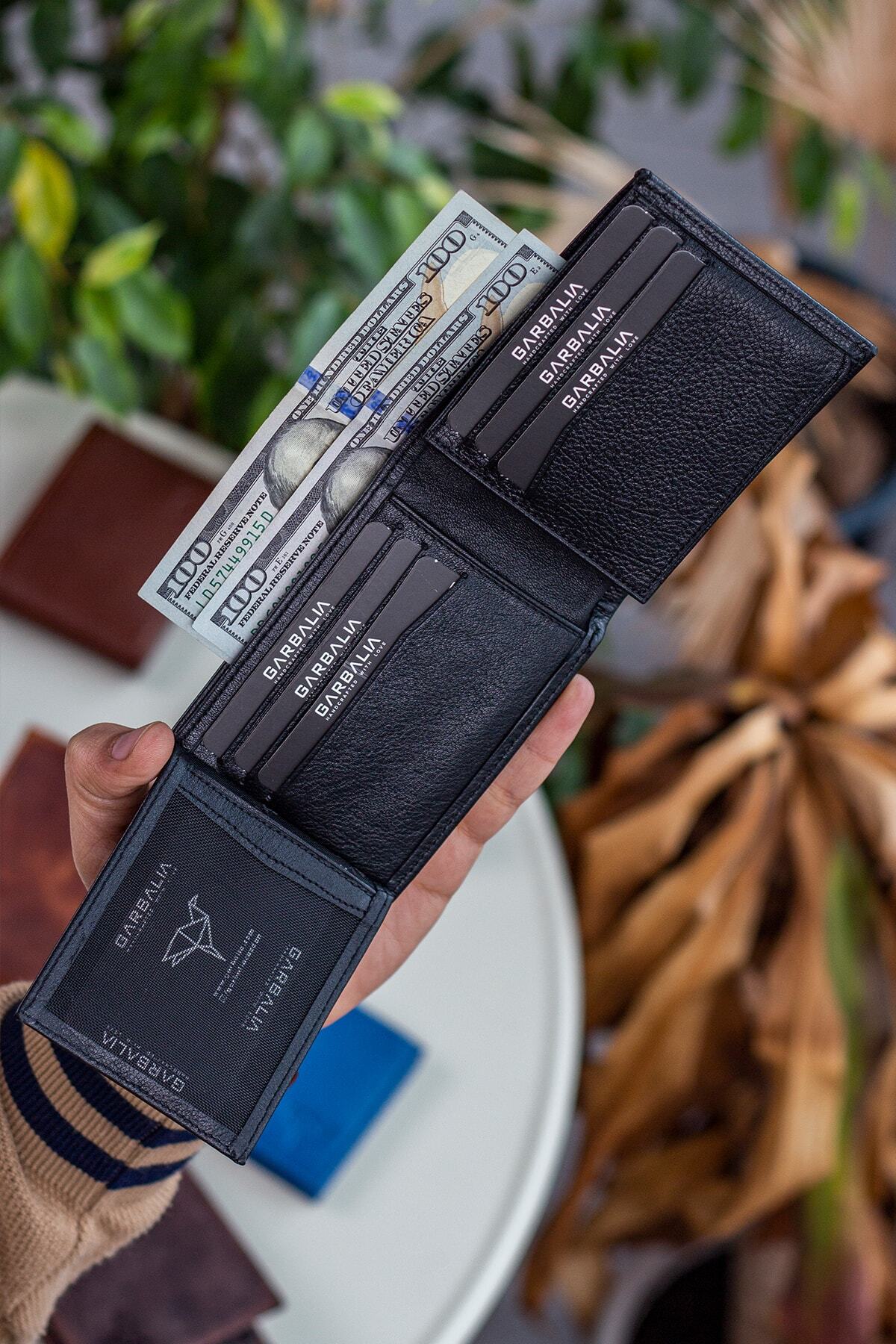 Garbalia  Porto Hakiki Deri Bol Kartlıklı Klasik Siyah Erkek Cüzdanı - Görsel 6