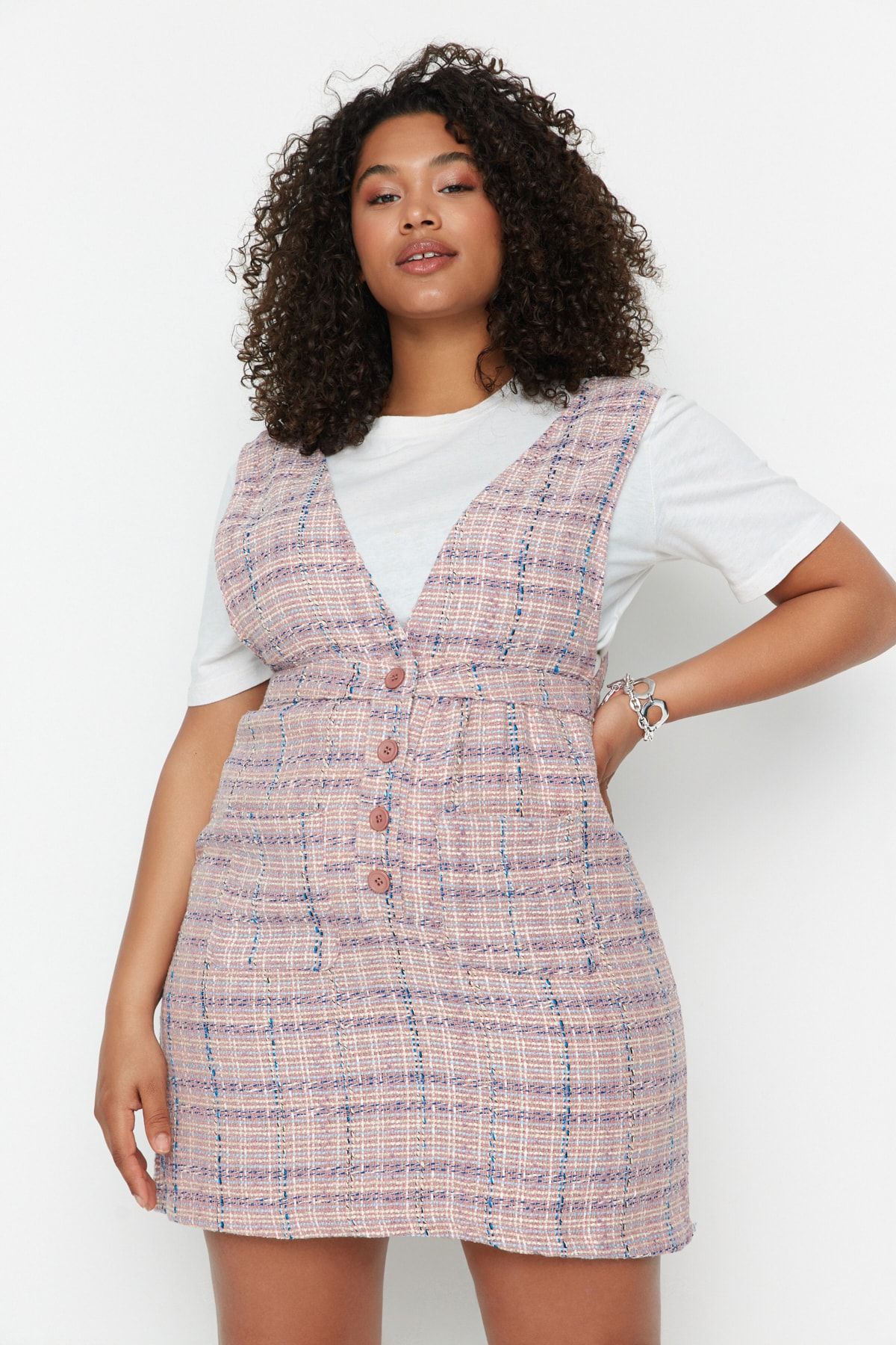 Pink pinafore sales dress plus size
