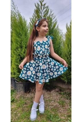Kız Çocuk Mükemmel Kalite Papatya Desenli Trend Ürün Dabl Kumaş TFY22112