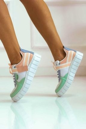 Yeşil Burun Termo Taban Beyaz Kadın Spor Ayakkabı PRPSPRYSB036