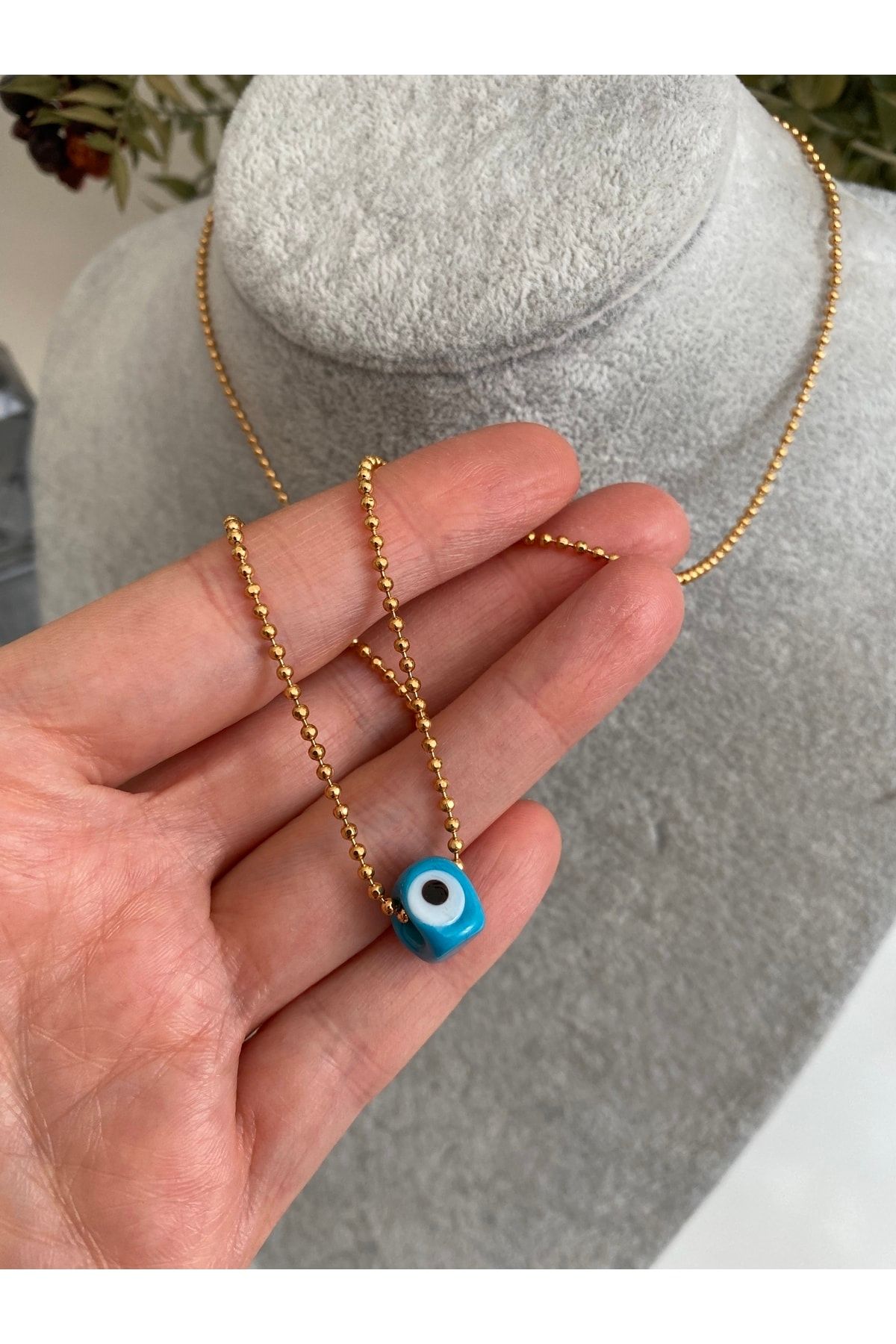 ACCESSORIES WORLD-Blue Beaded Women's Necklace - Eye Glass Bijouterie 3