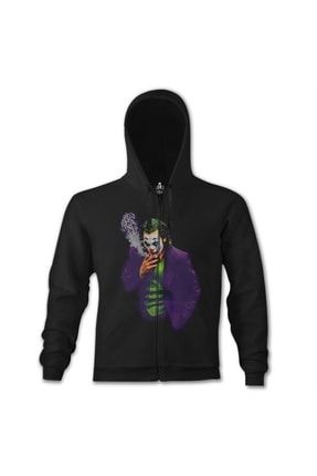 Erkek Siyah Joker Arial Kapşonlu Sweatshirt EK-1516