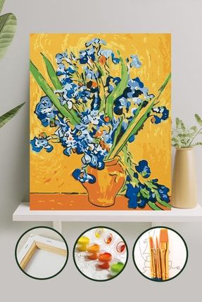 Sayılarla Boyama Tuval Seti Fırça Boya Dahil (Çıtalı) 40x50 CM - Van Gogh Süsen PHS0038