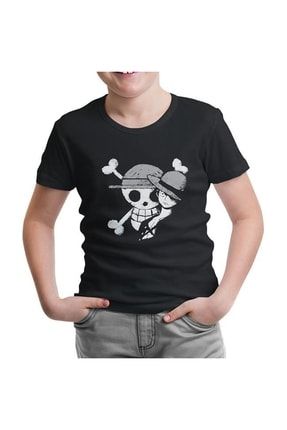 One Piece - Luffy Straw Hat 4 Siyah Çocuk Tshirt - cs-1079