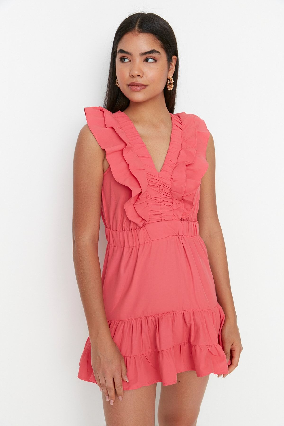 Petite ruffle deals dress